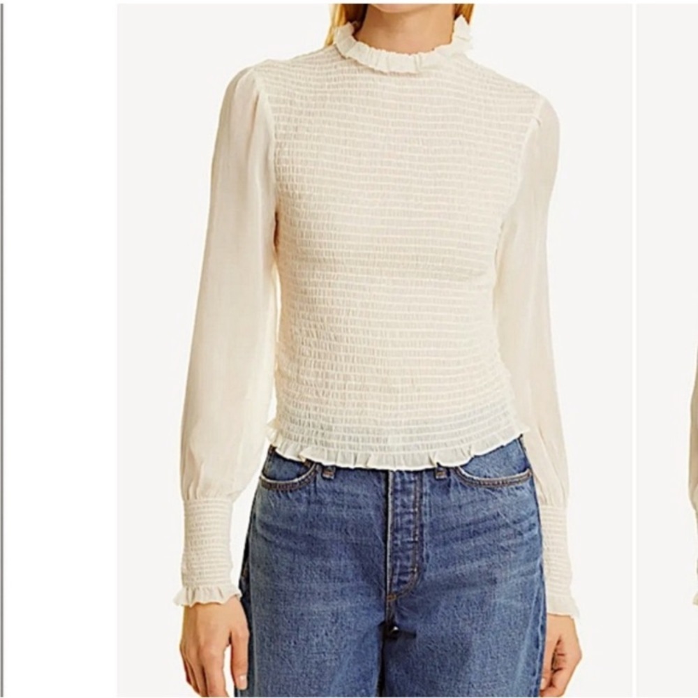 Rag & Bone Cream Ruffled Blouse